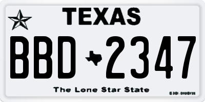 TX license plate BBD2347