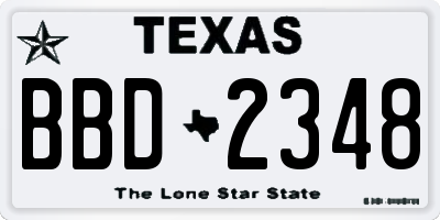 TX license plate BBD2348
