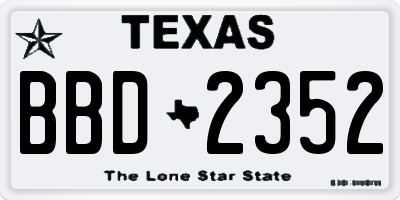 TX license plate BBD2352