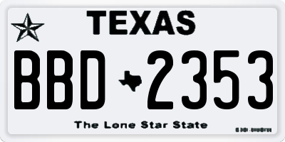 TX license plate BBD2353