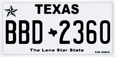 TX license plate BBD2360