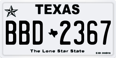 TX license plate BBD2367