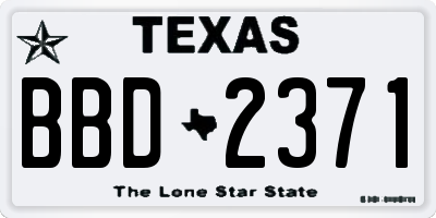 TX license plate BBD2371