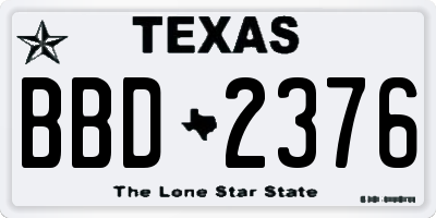 TX license plate BBD2376