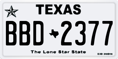 TX license plate BBD2377