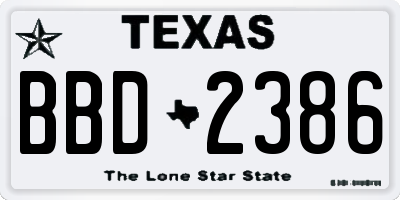 TX license plate BBD2386