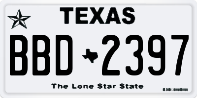 TX license plate BBD2397