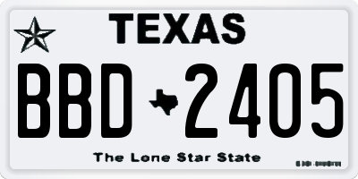 TX license plate BBD2405