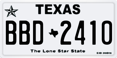 TX license plate BBD2410
