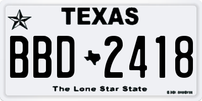 TX license plate BBD2418