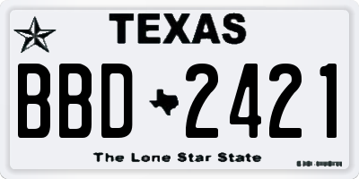 TX license plate BBD2421