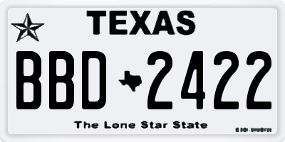 TX license plate BBD2422