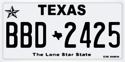 TX license plate BBD2425