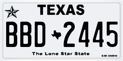 TX license plate BBD2445