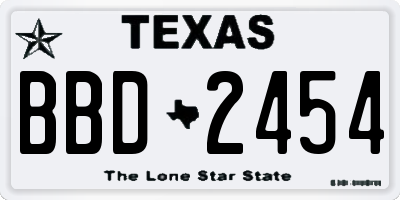 TX license plate BBD2454