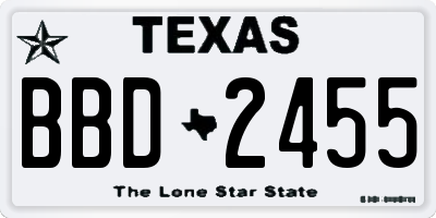 TX license plate BBD2455