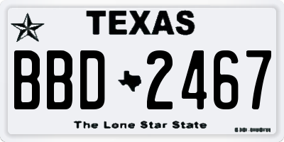 TX license plate BBD2467