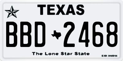 TX license plate BBD2468