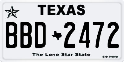 TX license plate BBD2472