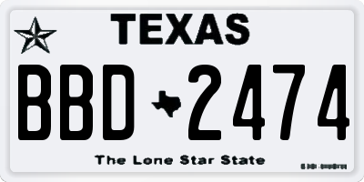 TX license plate BBD2474