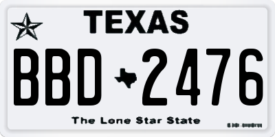 TX license plate BBD2476