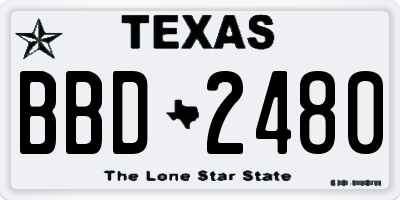 TX license plate BBD2480