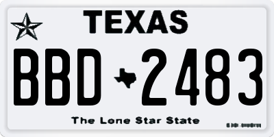 TX license plate BBD2483