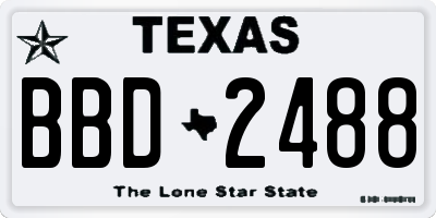 TX license plate BBD2488