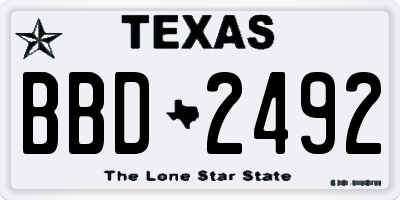 TX license plate BBD2492