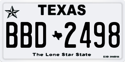 TX license plate BBD2498