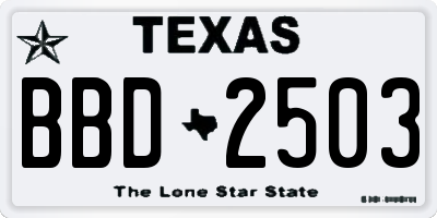 TX license plate BBD2503