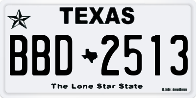 TX license plate BBD2513