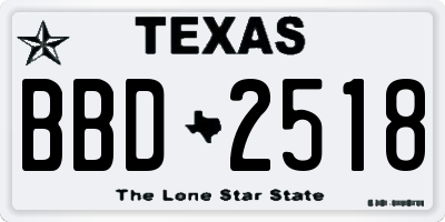 TX license plate BBD2518