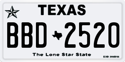 TX license plate BBD2520