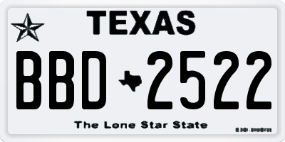 TX license plate BBD2522
