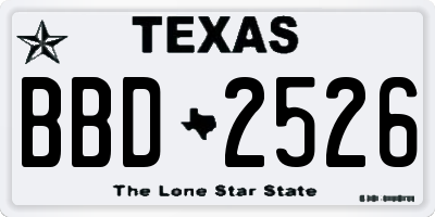 TX license plate BBD2526