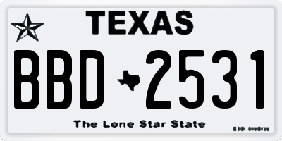 TX license plate BBD2531