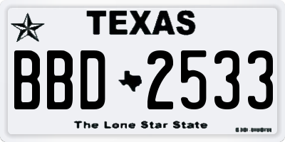 TX license plate BBD2533