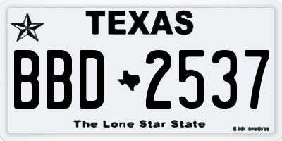 TX license plate BBD2537