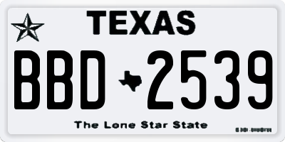 TX license plate BBD2539