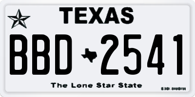 TX license plate BBD2541