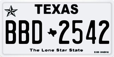 TX license plate BBD2542