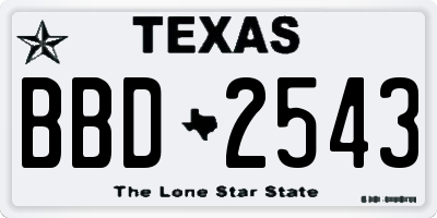 TX license plate BBD2543