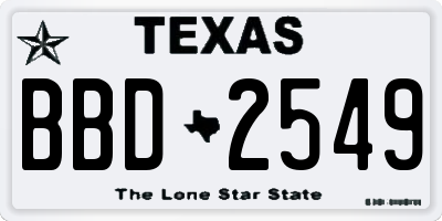 TX license plate BBD2549