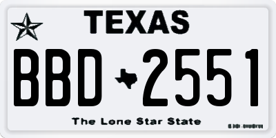 TX license plate BBD2551