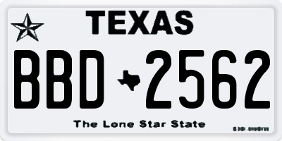 TX license plate BBD2562