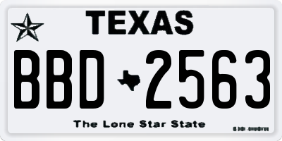 TX license plate BBD2563