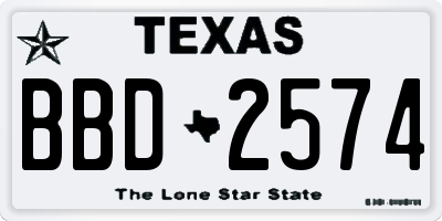 TX license plate BBD2574