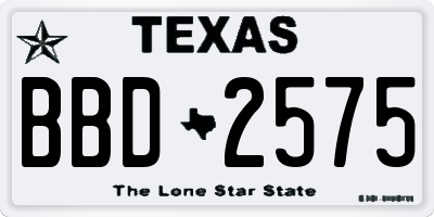 TX license plate BBD2575