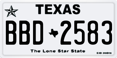 TX license plate BBD2583